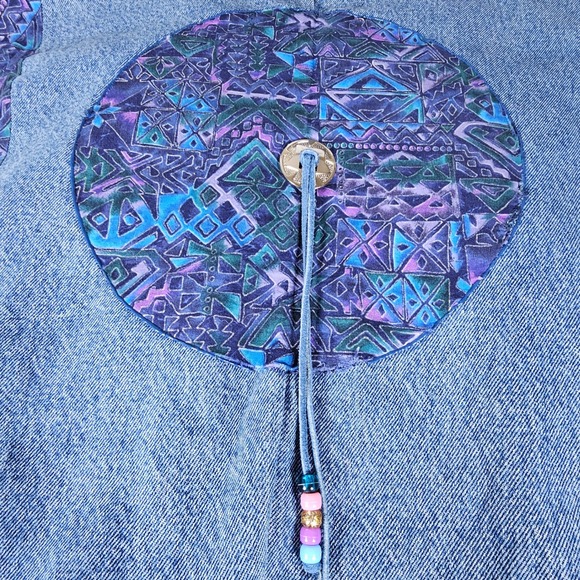 Vtg For You By Cathleen Peters Denim /Sweatshirt Jacket Recycled‎ design western - Picture 7 of 10